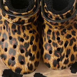 Cheetah Furlined Crocs